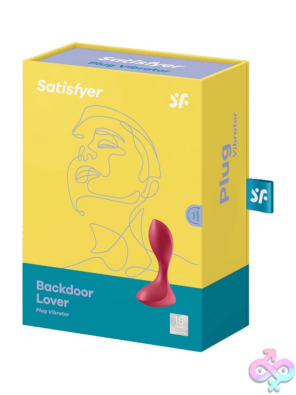 Discreet-Toys-Backdoor-Lover-Red-Nu-J2018-112-2 Red Silicone Beginner Anal Vibrator With Tapered Tip And Safety Base By Satisfyer