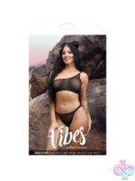One-shoulder black mesh rhinestone bralette and panty set by Fantasy Lingerie