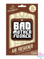 Bold brown cardboard air freshener with new-car scent by Wood Rocket
