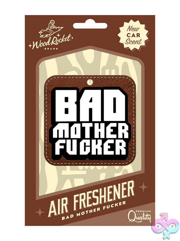 Discreet-Toys-Bad-Mother-Fucker-Air-Freshener-Nu-Vaf-001 Bold Brown Cardboard Air Freshener With New-Car Scent By Wood Rocket