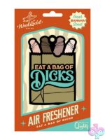 Eat A Bag Of Dicks beige cardboard banana-scent air freshener by Wood Rocket