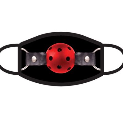 Red 3-ply ball gag novelty mask by Wood Rocket