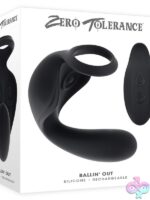 Black silicone prostate massager with ball-cradle wings and wireless remote by Zero Tolerance Toys