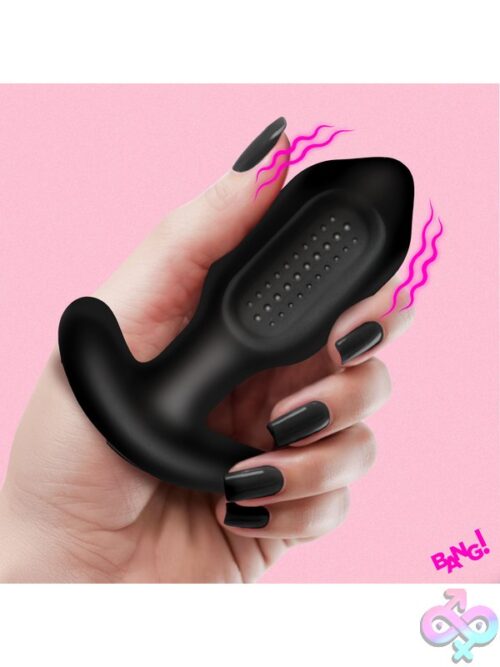 Bumpy Vibrating Silicone Butt Plug - Black - Image 5