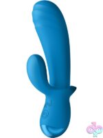 flexible thick rabbit vibrator blue by XR Brands — dual-stimulation silicone vibe