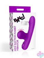 Bang! Mini Suction Rabbit Vibrator in purple with curved suction arm and smooth G-spot shaft by Bang!