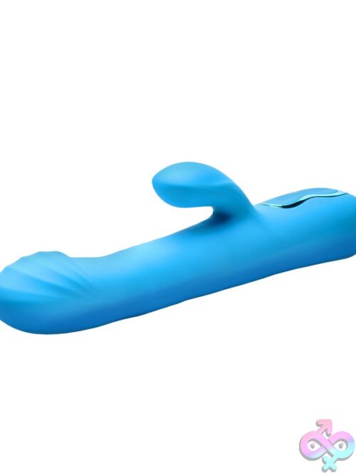 Bang! Rotating Beaded Rabbit Vibrator – Blue Silicone - Image 3