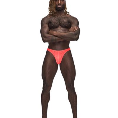 Barely There Bong Thong coral striped men's thong underwear S/M by Male Power