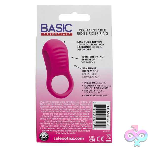 Discreet-Toys-Basic-Essentials-Rechargeable-Ridge-Rider-Ring-Pink-Se1738303 Basic Essentials Rechargeable Ridge Rider Ring - Pink - Image 1