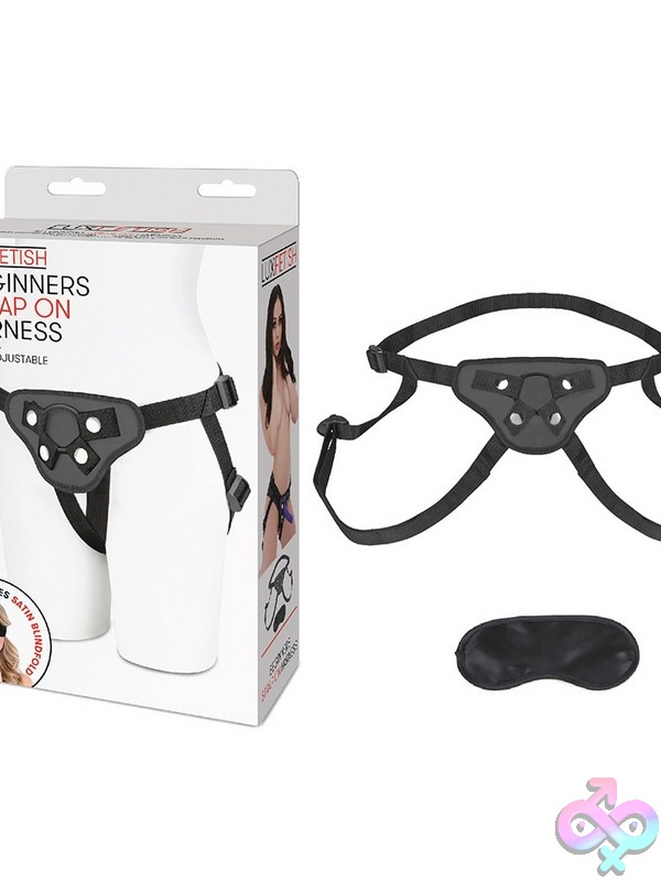 Discreet-Toys-Beginners-Strap-On-Harness-Nu-Lf1372-Blk Adjustable Black Rubber Beginners Strap-On Harness With Dildo By Lux Fetish