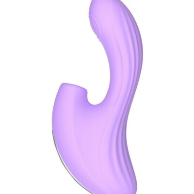 Purple tapping G-spot vibe with suction dual motors in velvety silicone by Closet Collection