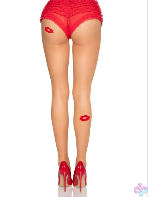 Bisou Sheer Kiss Tights - Os - Nude/Red - Image 2