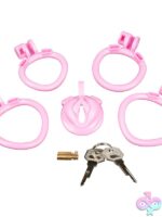 Degrading Mini Chastity Cage With Pussy Shape – Pink - Image 3