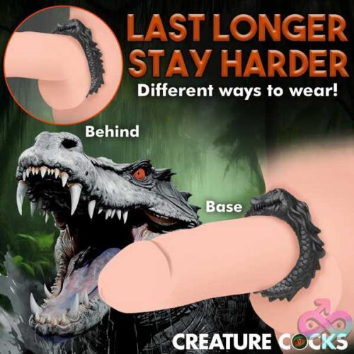 Black Caiman Silicone Cock Ring - Black - Image 2