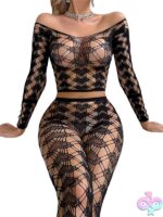Black Pearl 2-Piece Heart Lace Crop Top With Leggings Black - Image 3
