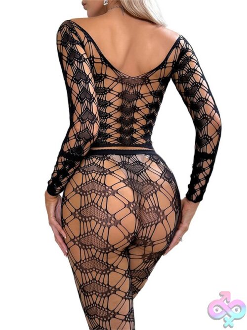 Black Pearl 2-Piece Heart Lace Crop Top With Leggings Black - Image 5