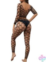 Black Pearl 2-Piece Hexagon Lace Crop Top With Leggings Black - Image 5