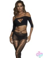 Black Pearl Crop Top Pothole Legging Set Black - Image 3