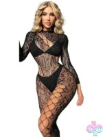 Black Pearl Leopard Lace Catsuit - Image 2
