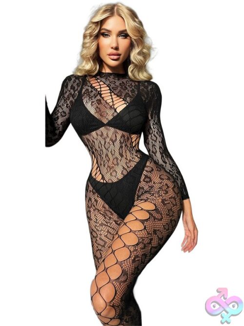 Black Pearl Leopard Lace Catsuit - Image 2