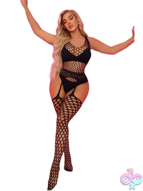 Black Pearl Pothole Teddy With Suspender Black - Image 2