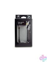 Adjustable black metal tweezer clamps with link chain by Spartacus