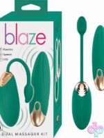 Blaze Dual Massager Kit pinpoint and insertable silicone bullets in green by Nasstoys