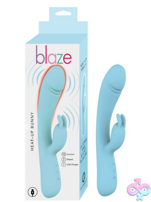 Blaze Heat Up Bunny Warming Rabbit Vibrator In Body-Safe Silicone Available In Blue And Yellow