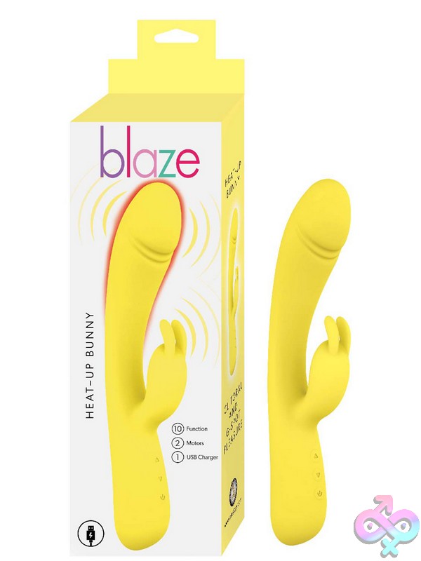 Discreet-Toys-Blaze-Heat-Up-Bunny-Yellow-Nu-Nw3232-1 Blaze Heat Up Bunny Warming Rabbit Vibrator In Body-Safe Silicone Available In Blue And Yellow
