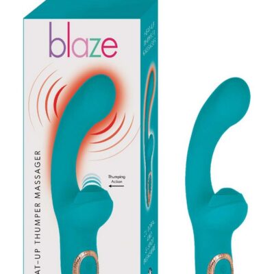 Aqua ergonomic heat-up rabbit thumper massager in body-safe silicone by Nasstoys