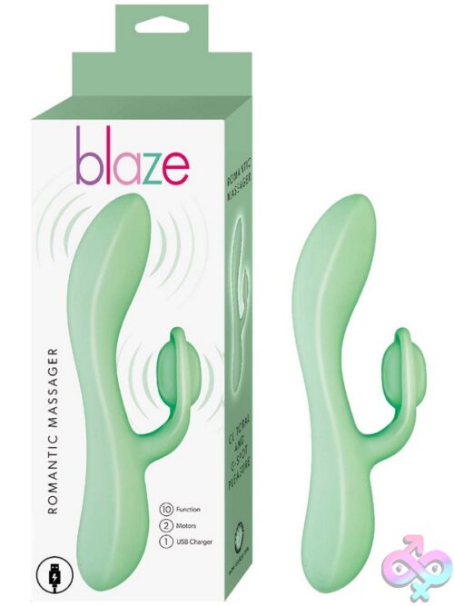 Blaze Romantic Massager Mini Rabbit Vibrator In Pink And Green Body-Safe Silicone