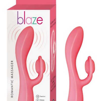 Blaze Romantic Massager mini rabbit vibrator in pink and green body-safe silicone