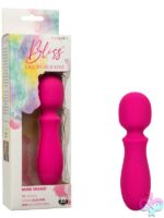 Pink liquid silicone mini wand vibrator with flexible head by California Exotic Novelties