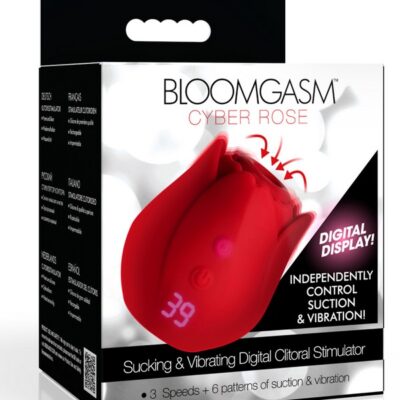Bloomgasm Cyber Rose 9X sucking and vibrating clitoral stimulator in red silicone by Xr Bloomgasm