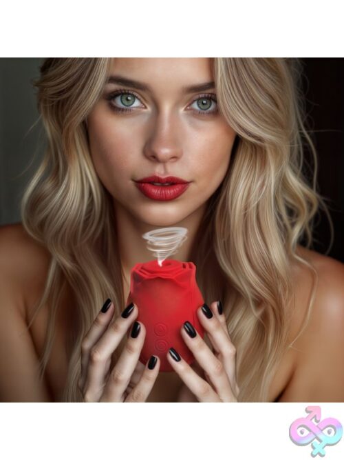 Mystic Rose Sucking And Vibrating Silicone Rose - Red - Image 9