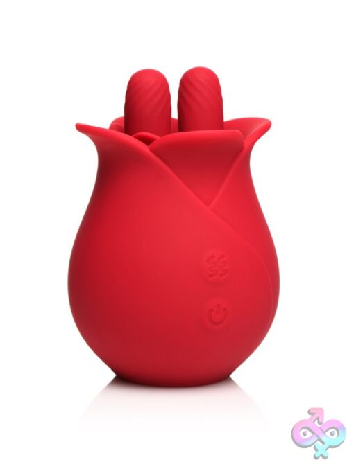 Bloomgasm Rose Fondle 10X Massaging Clit Stimulator – Red Silicone - Image 2
