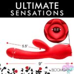 Blooming Bunny Sucking and Thrusting Silicone Rabbit Vibrator - Red - Image 3
