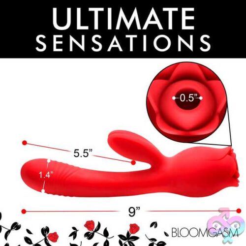 Blooming Bunny Sucking And Thrusting Silicone Rabbit Vibrator - Red - Image 3