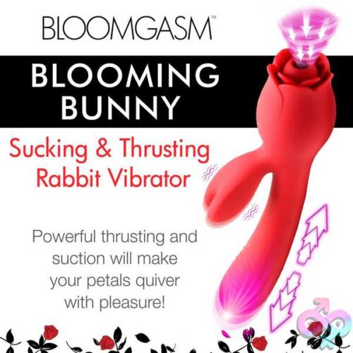 Blooming Bunny Sucking And Thrusting Silicone Rabbit Vibrator - Red - Image 4