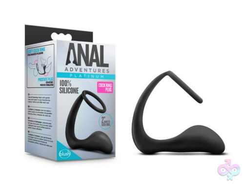 Blush Novelties Sex Toys - Anal Adventures - Platinum - Cock Ring Plug -  Black