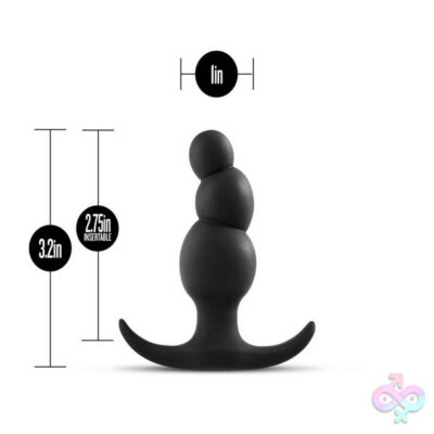 Anal Adventures Platinum Stacked Plug Black by Blush – vibrating three-bead silicone anal plug