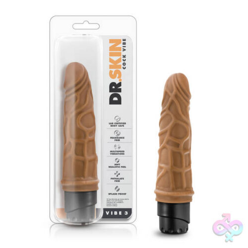 Blush Novelties Sex Toys - Dr. Skin - Cock Vibe 3 - 7.25 Inch Vibrating Cock - Mocha