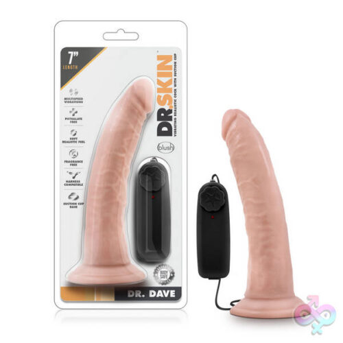 Blush Novelties Sex Toys - Dr. Skin - Dr. Dave - 7 Inch Vibrating Cock With  Suction Cup - Vanilla Ea