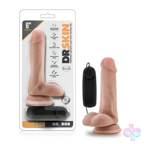 Blush Novelties Sex Toys - Dr. Skin - Dr. Rob - 6 Inch Vibrating Cock With  Suction Cup - Vanilla