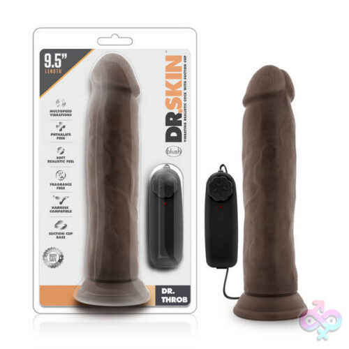 Blush Novelties Sex Toys - Dr. Skin - Dr. Throb - 9.5 Inch Vibrating  Realistic Cock With Suction Cup - Chocolate