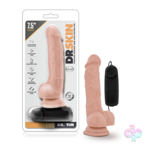 Blush Novelties Sex Toys - Dr. Skin - Dr. Tim - 7.5 Inch Vibrating Cock With  Suction Cup - Vanilla