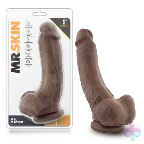 Blush Novelties Sex Toys - Dr. Skin - Mr. Mayor 9&Quot; Dildo With Suction Cup -  Chocolate