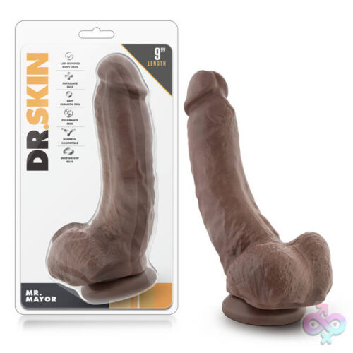 Blush Novelties Sex Toys - Dr. Skin - Mr. Mayor 9&Quot; Dildo With Suction Cup -  Chocolate