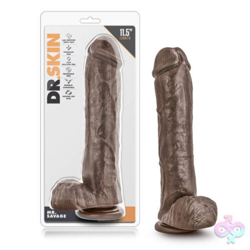 Blush Novelties Sex Toys - Dr. Skin Mr. Savage 11.5" Dildo With Suction Cup - Chocolate