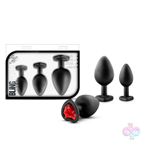 Blush Novelties Sex Toys - Luxe - Bling Plugs Training Kit - Black With Red Gems